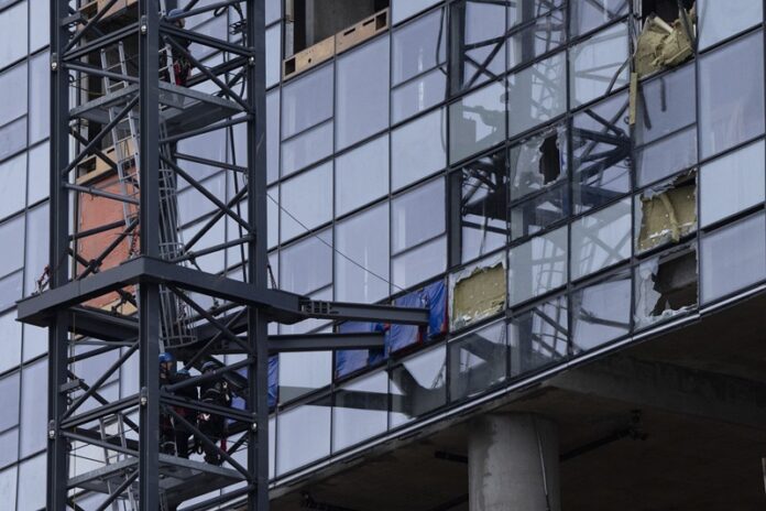 Damage after a load fell from a crane in Vancouver