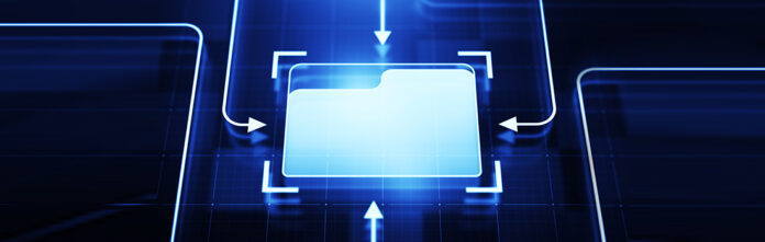 4 arrows pointing to a digitized computer screen indicating legal work intake