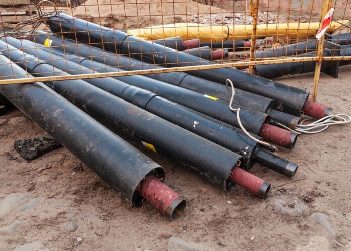 Pipes laying on the ground during municipal infrastructure renovation